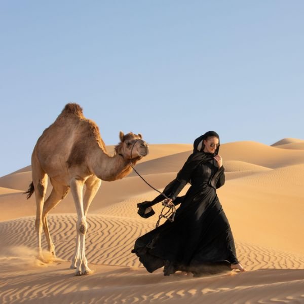 Camel safari at sunrise in Jaisalmer